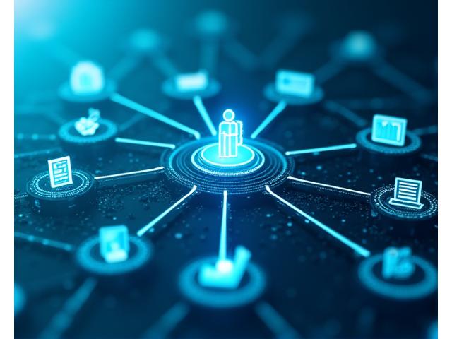 Un diagramme d'architecture de données montrant différents systèmes (CRM, PMS, Analytics) connectés à une plateforme centrale, illustrant l'intégration transparente.