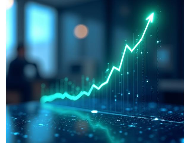 Un graphique représentant la croissance des revenus projetée avec une ligne de prédiction et des intervalles de confiance, démontrant l'efficacité du machine learning.