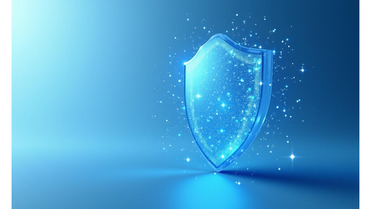 Illustration abstraite de la protection des données personnelles avec des boucliers numériques et des connexions sécurisées.