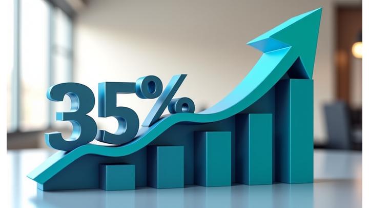 Graphique de croissance des revenus avec une augmentation de 35% du RevPAR, accompagné de témoignages de clients satisfaits